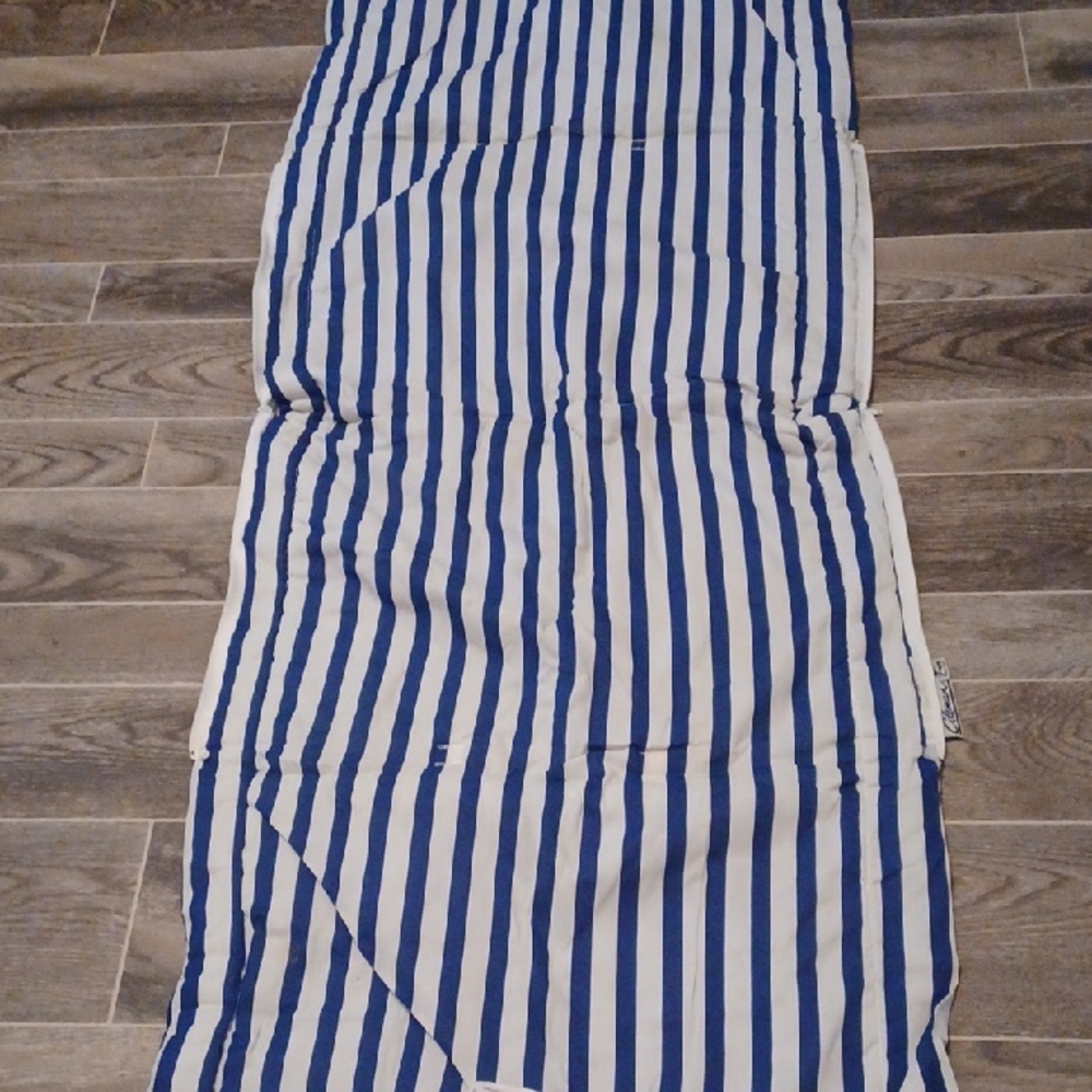 Vintage 1980 Coleman Fiesta Blue and White Striped Tote Sandy Beaches Mat Pad